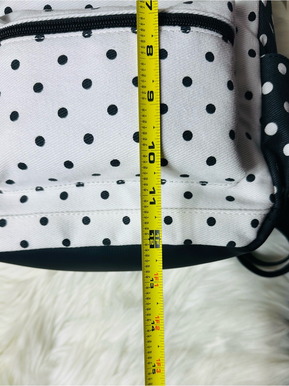 Betsey Johnson Black & White Polka Dot Heart Patch Backpack - Picture 7 of 16